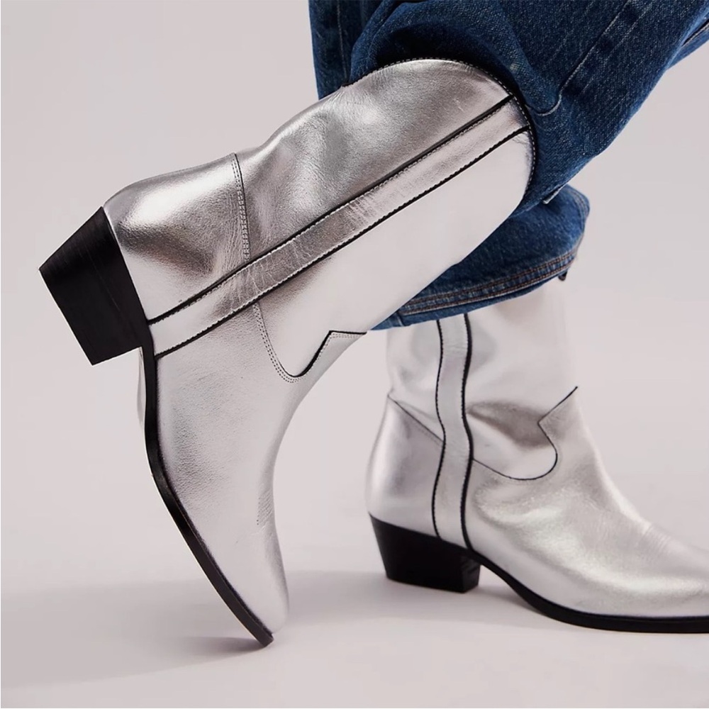 NWT Free People FP Borderline Western Boot Gunmetal 39.5